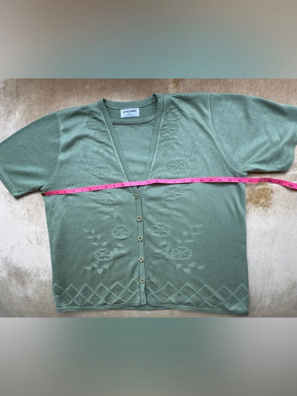 Alfred Dunner Sage Green Knit Short Sleeve Top - SIZE XL - MADE IN USA - Picture 8 of 15